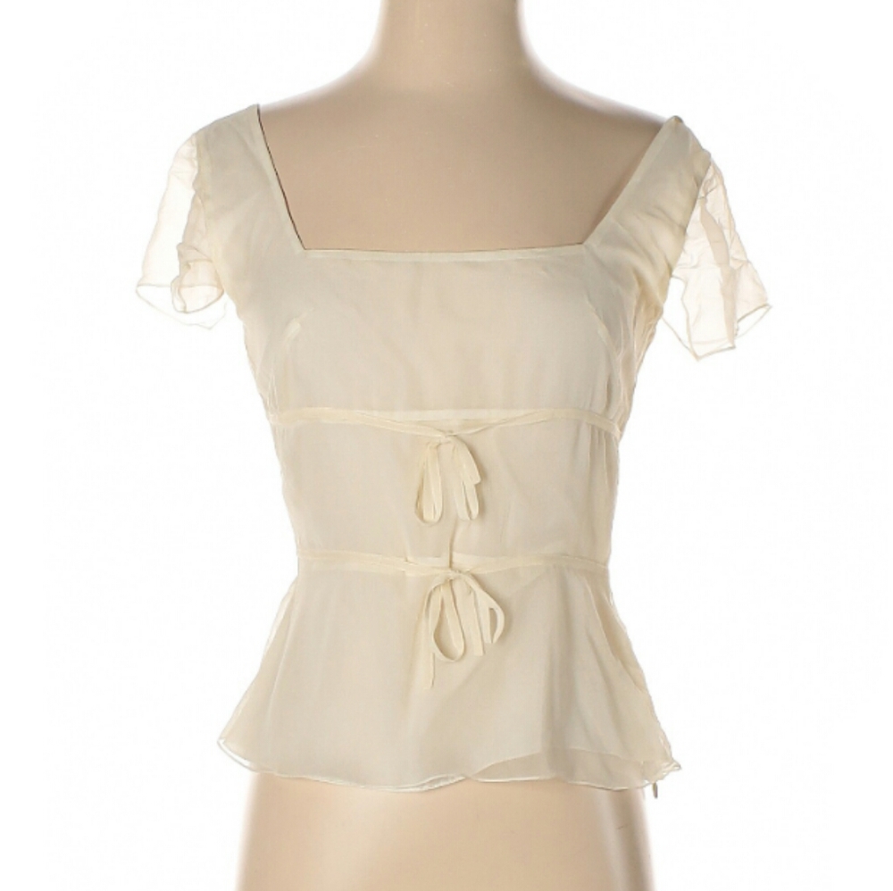 Morgane Le Fay White Square Neck Top